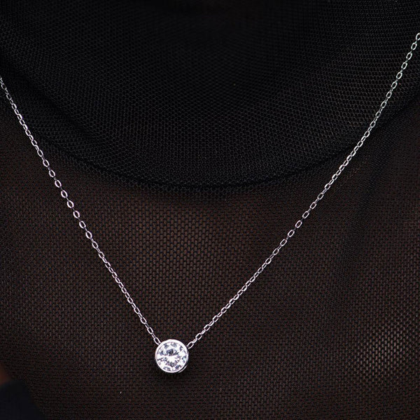 Circle Diamond Necklace- 925 Silver Hallmarked - Image 1
