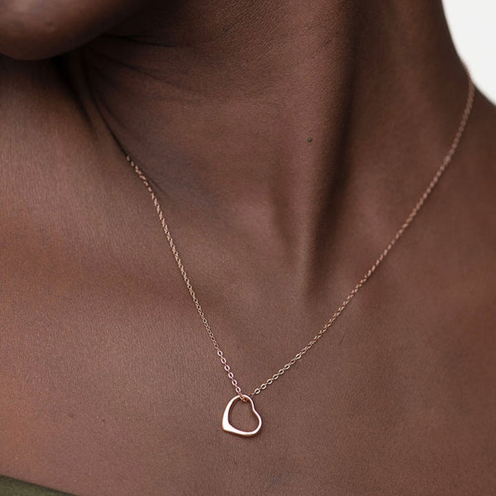 Shop Thin Heart Necklce- 18k Rose Gold Vermeil Palmonas-4