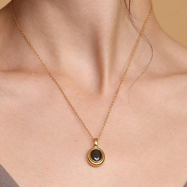 Black Emerald Oval Pendant - Image 1