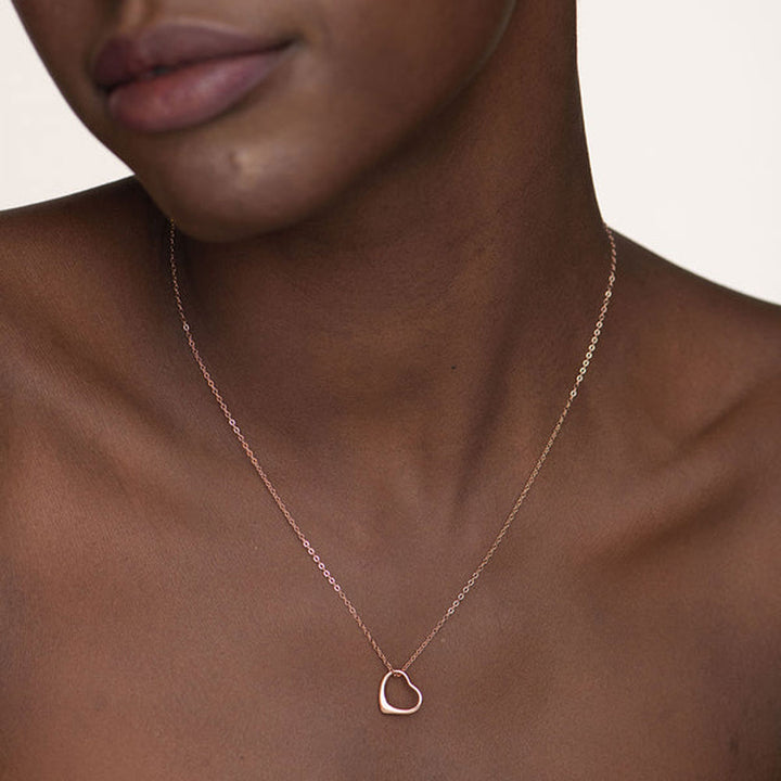 Shop Thin Heart Necklce- 18k Rose Gold Vermeil Palmonas-1