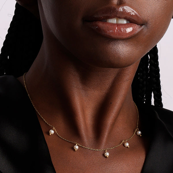 Multiple Tiny Pearl Charms Necklace - Image 1