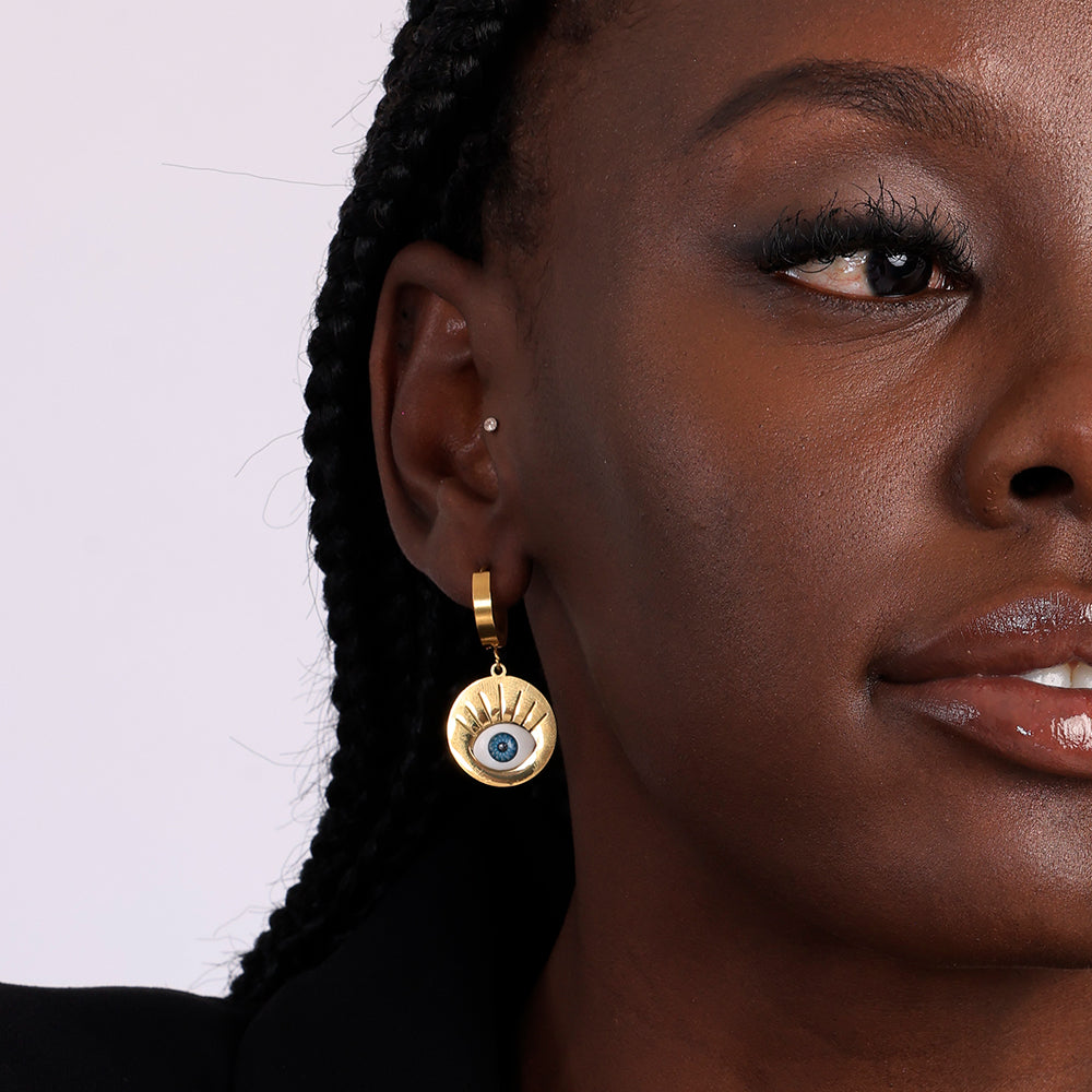 Evil eye deals hoop earrings