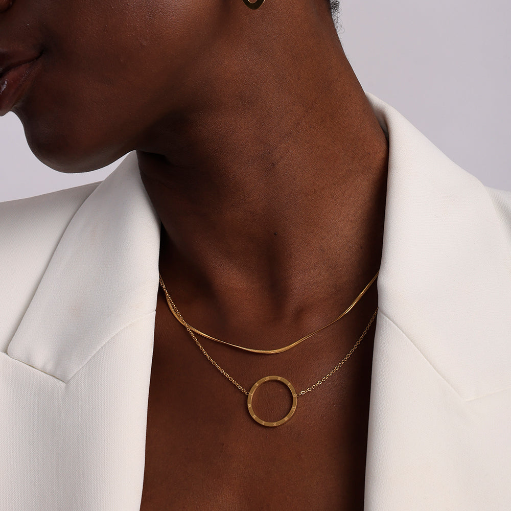 Circle Ring Double Layer Necklace