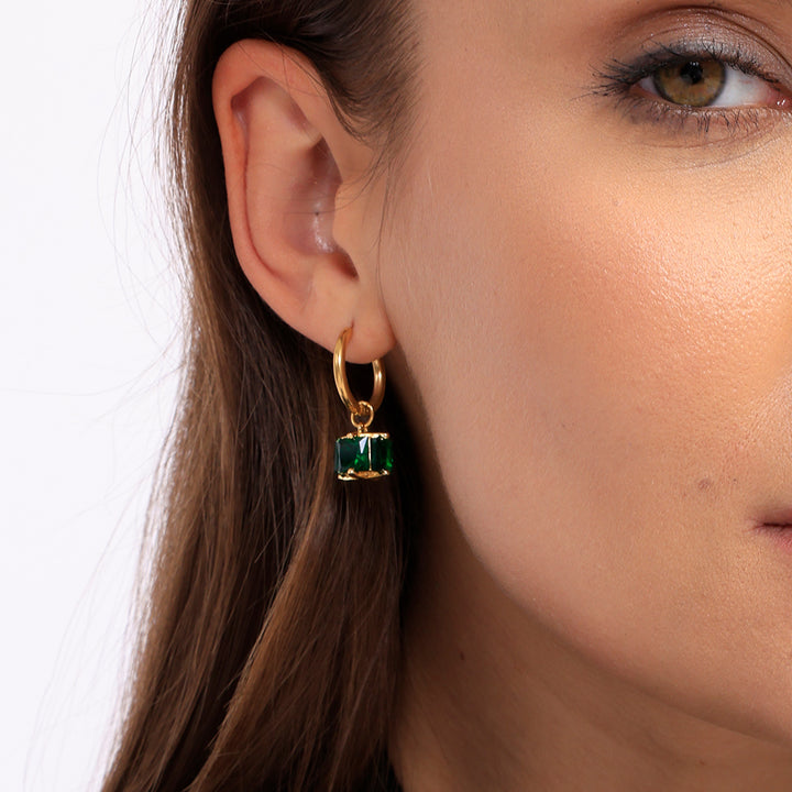 Shop Emerald Hoop Earrings Palmonas-2