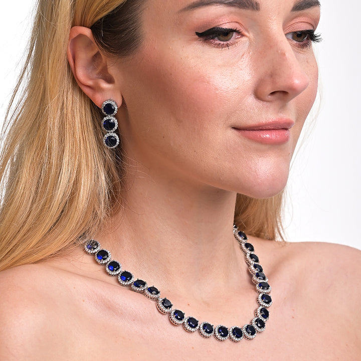 Shop Blue Brilliant Cut Diamond Royal Necklace Set Palmonas-4