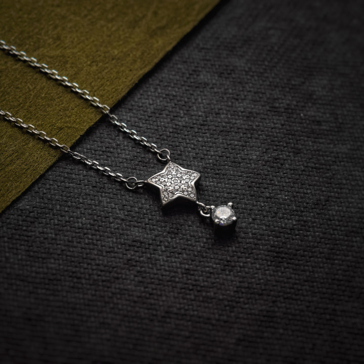 Shop Star With Dangling Solitaire Necklace- 925 Silver Palmonas-7